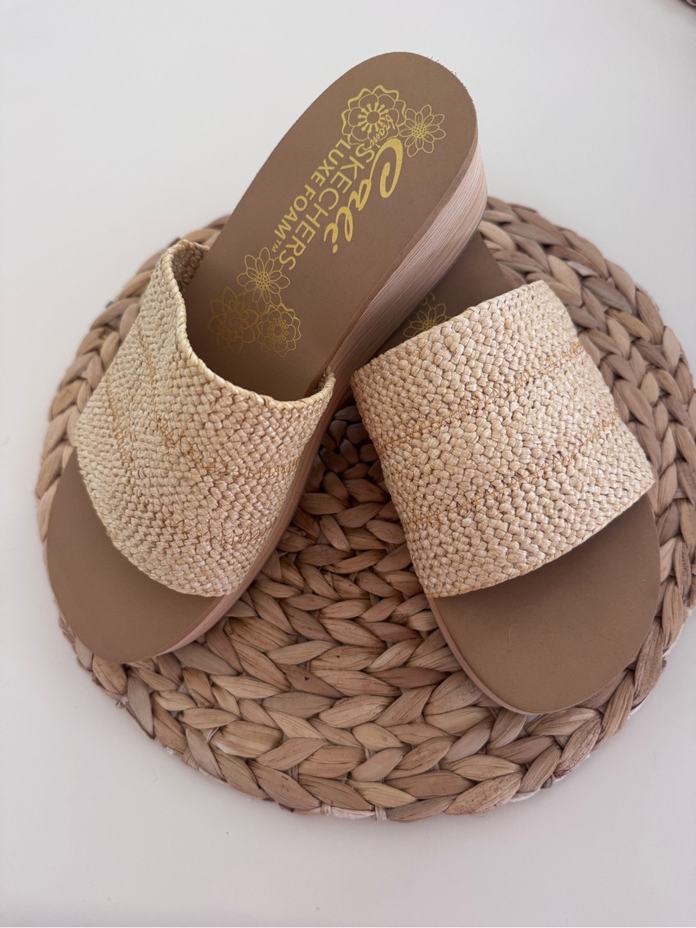 Skechers Women’s Natural Woven Slide Sandals